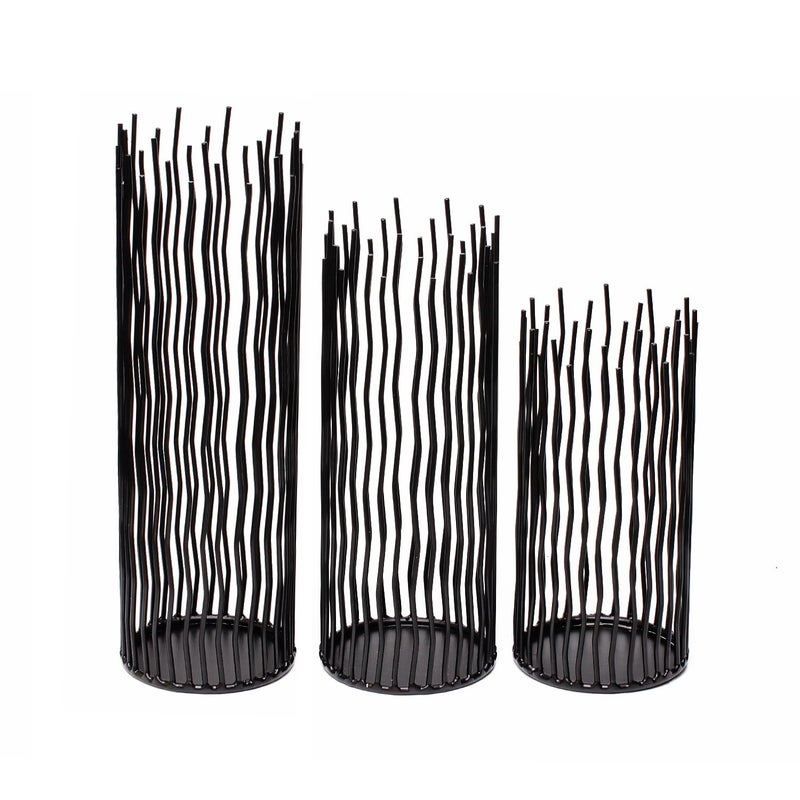GiveU Set of 3 Metal Iron Candle Holder, Black Candlestick Modern Table Centerpiece for Indoor & Outdoor Decor, Dining Room, Home Decoration - Image 3